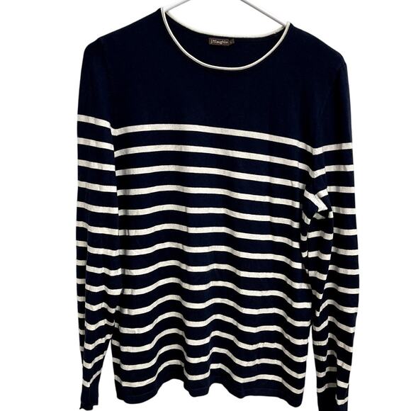 J. McLaughlin Women's Blue Striped Sweater Size L Nautical Preppy Academia - Picture 1 of 2